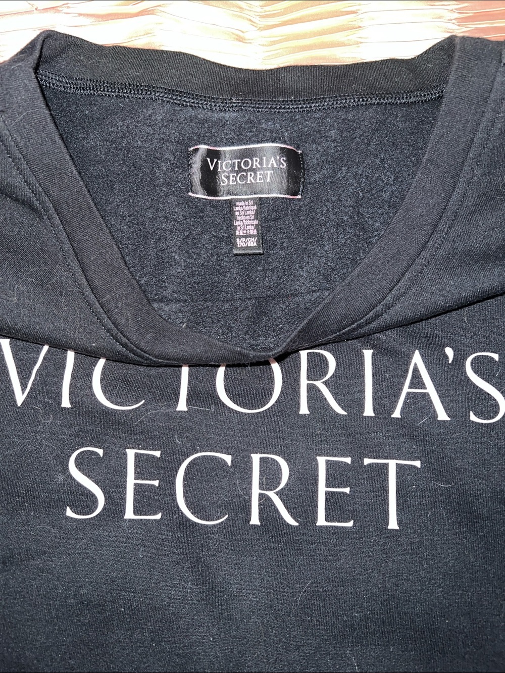 Victoria's Secret Black Crewneck Sweatshirt with Pink Logo Print - Picture 2 of 4